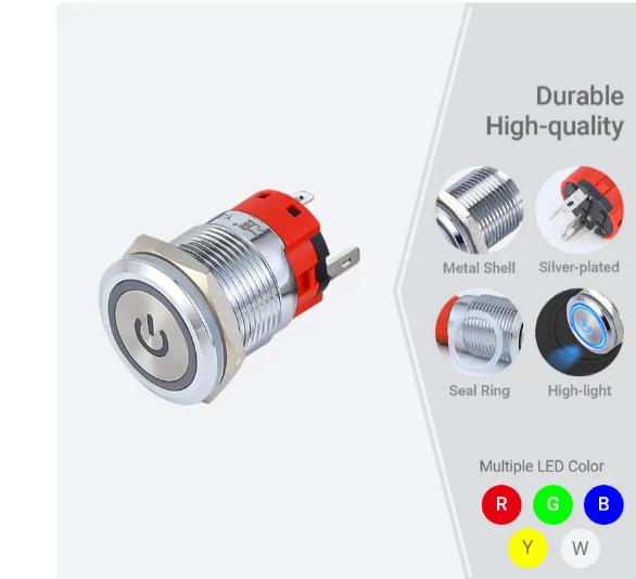 19mm 3a tryckknappsbrytare